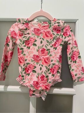 Mud Pie Pink Floral Long-Sleeve Rashguard